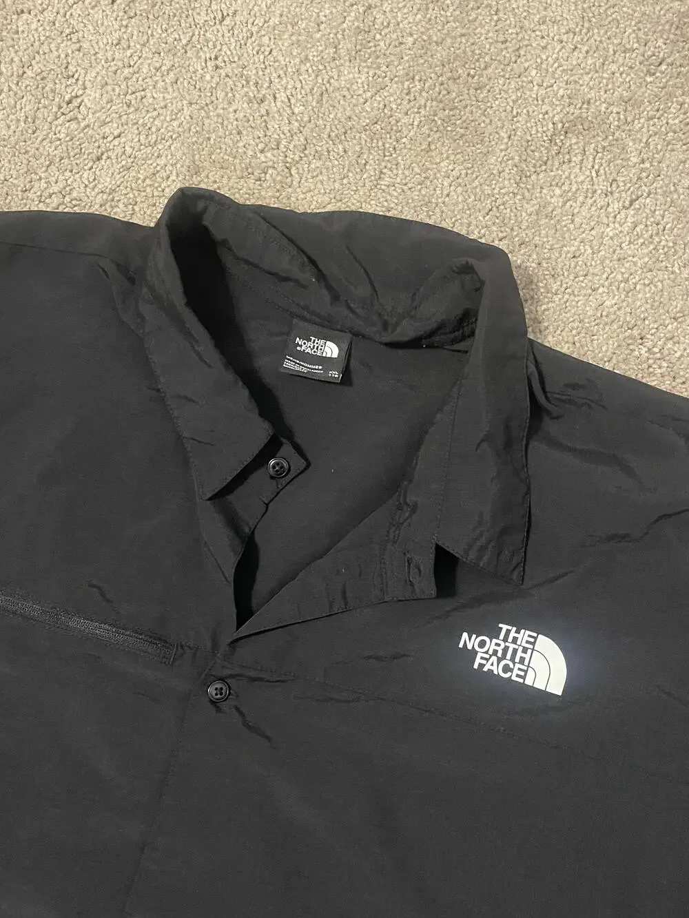 The North Face Shirt Mens 2XL Black Short Sleeve Button Front Outdoor Hiking